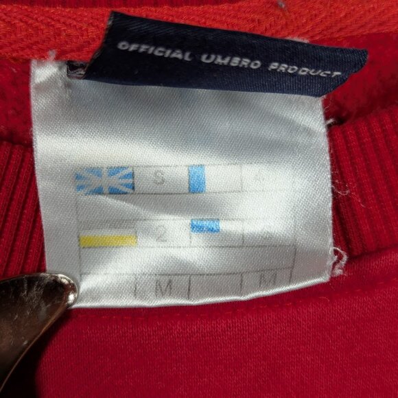 2000s Vintage Umbro England Mens Football Team Red Crewneck Star Distressed S/M - Picture 3 of 10